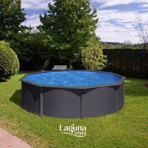 Apvalus GRE 120 cm aukščio antracitinis plieninis lauko baseinas 300 cm